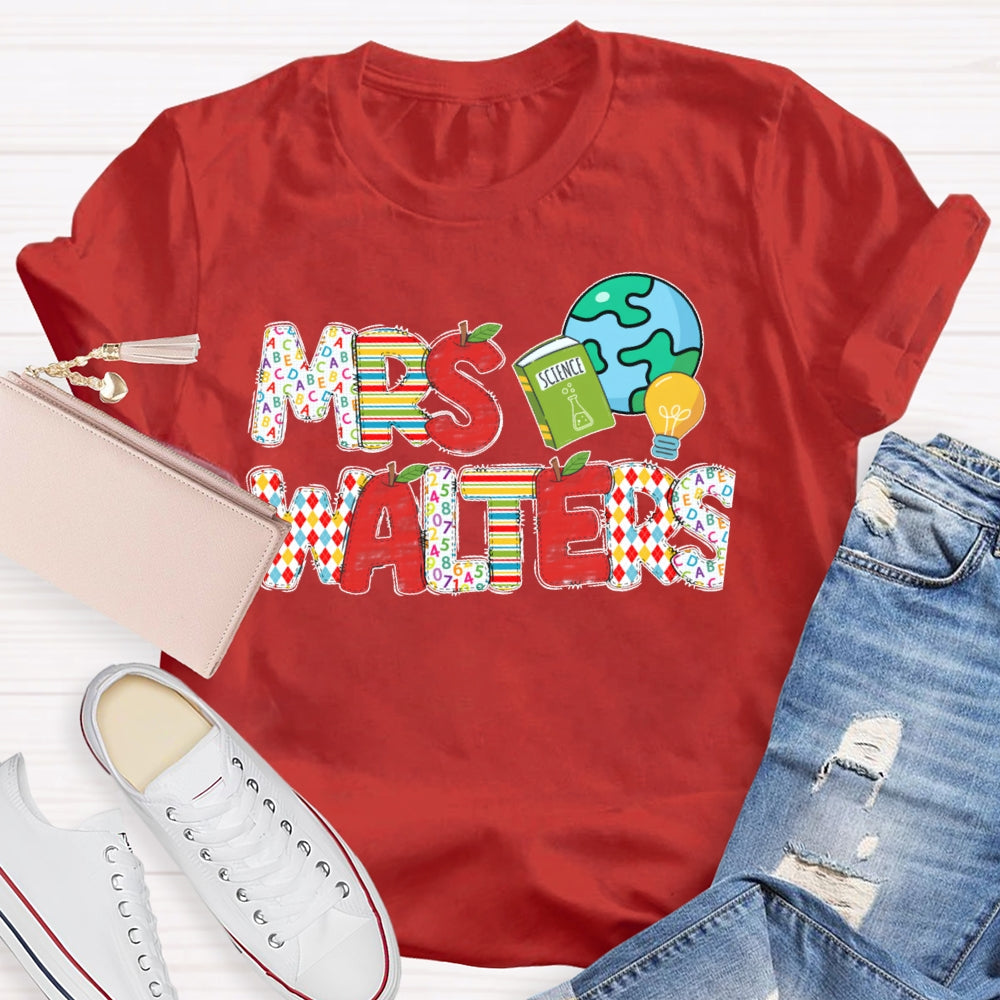 Personalized Name Science Teacher Earth T-shirt