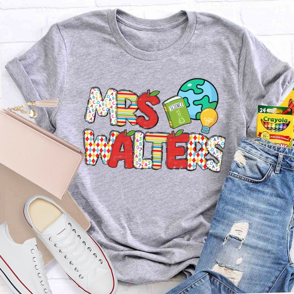 Personalized Name Science Teacher Earth T-shirt