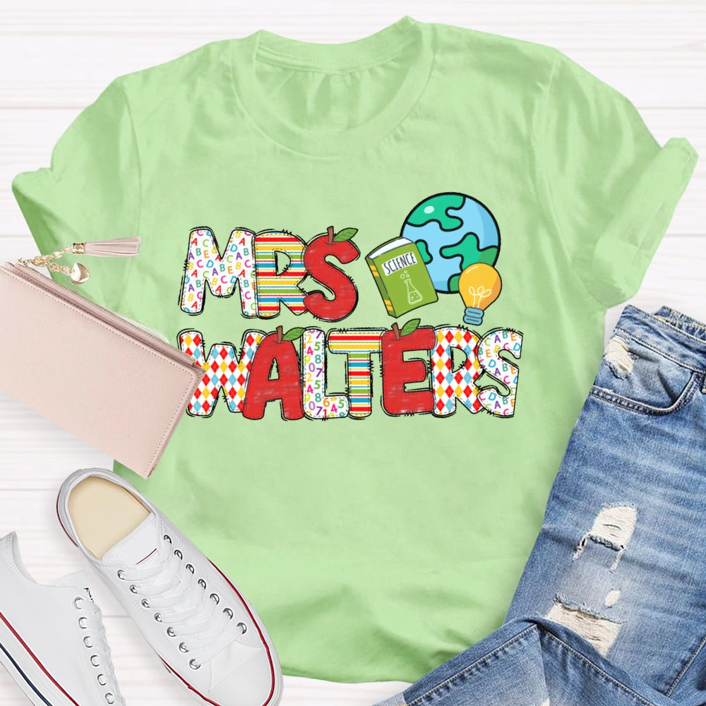 Personalized Name Science Teacher Earth T-shirt