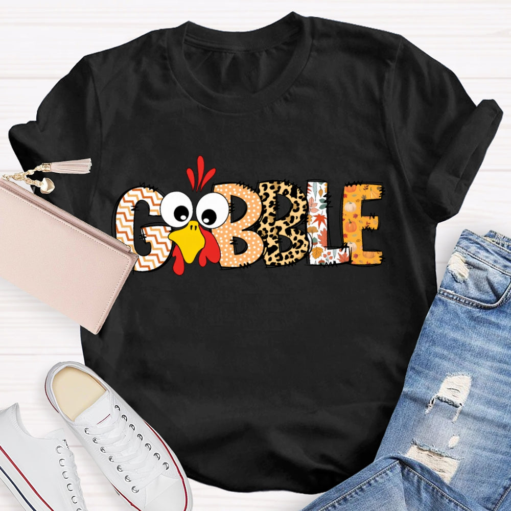 Thanksgiving Turkey Colorful Leopard Font T-shirt
