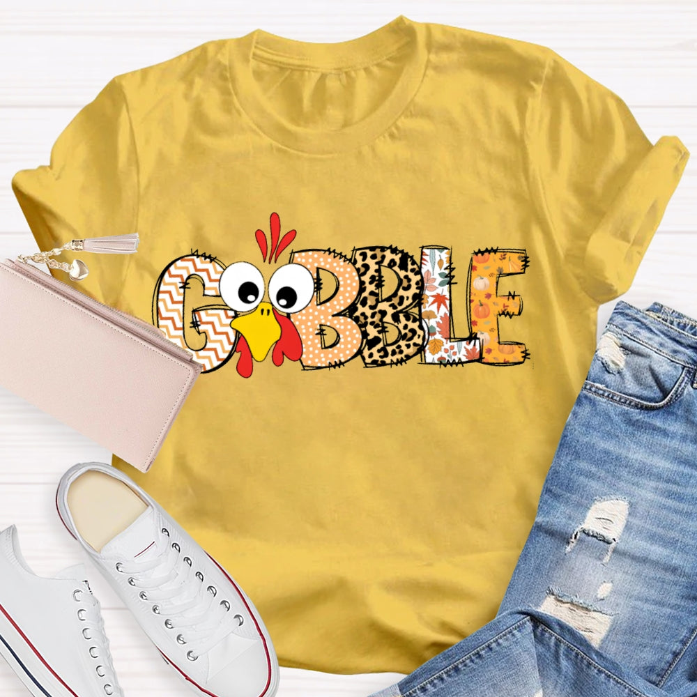 Thanksgiving Turkey Colorful Leopard Font T-shirt