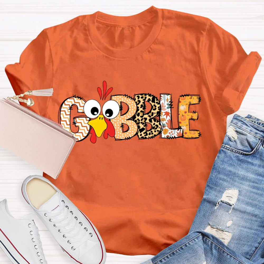 Thanksgiving Turkey Colorful Leopard Font T-shirt