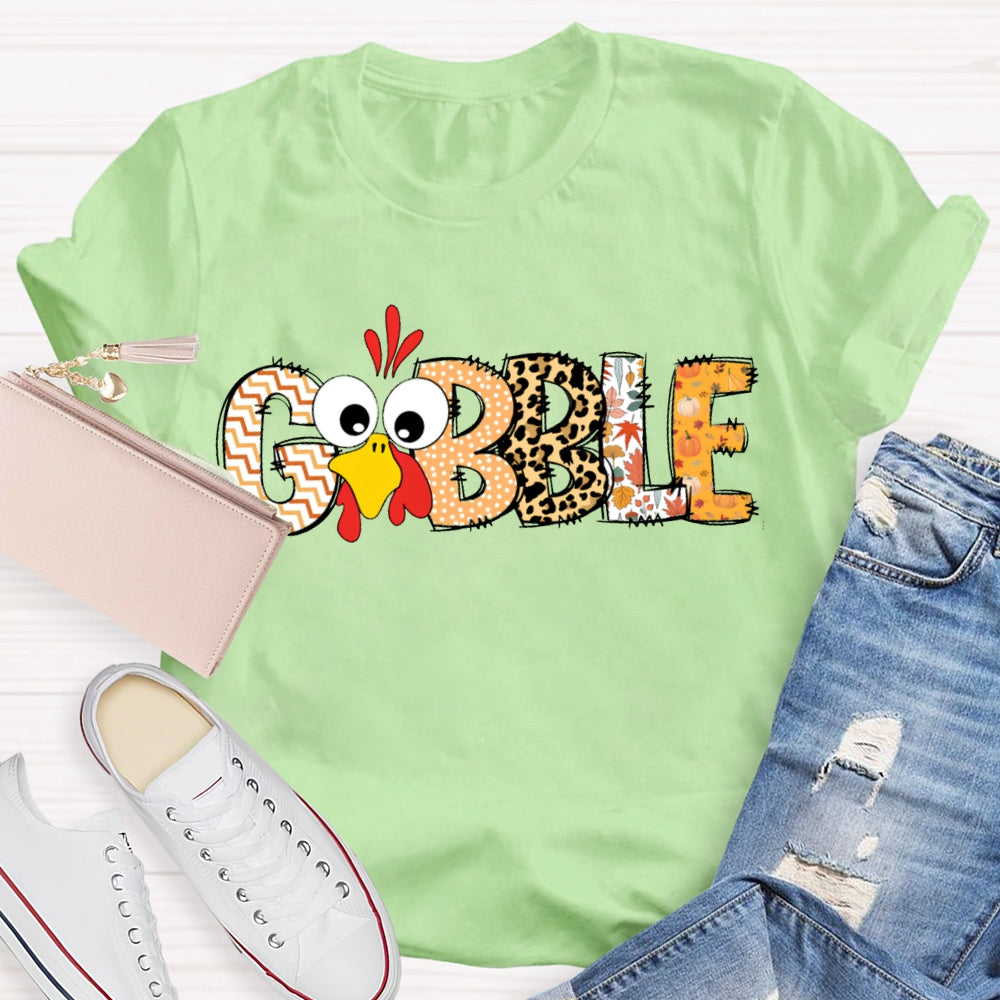 Thanksgiving Turkey Colorful Leopard Font T-shirt