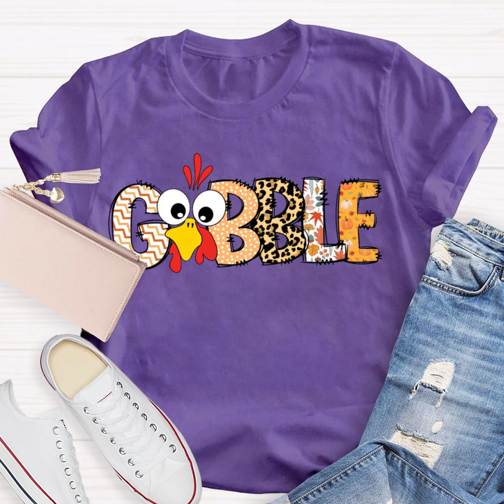 Thanksgiving Turkey Colorful Leopard Font T-shirt