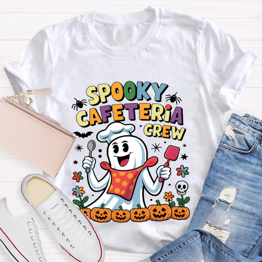 Spooky Cafeteria Crew Chef Ghost And Pumpkin T-shirt