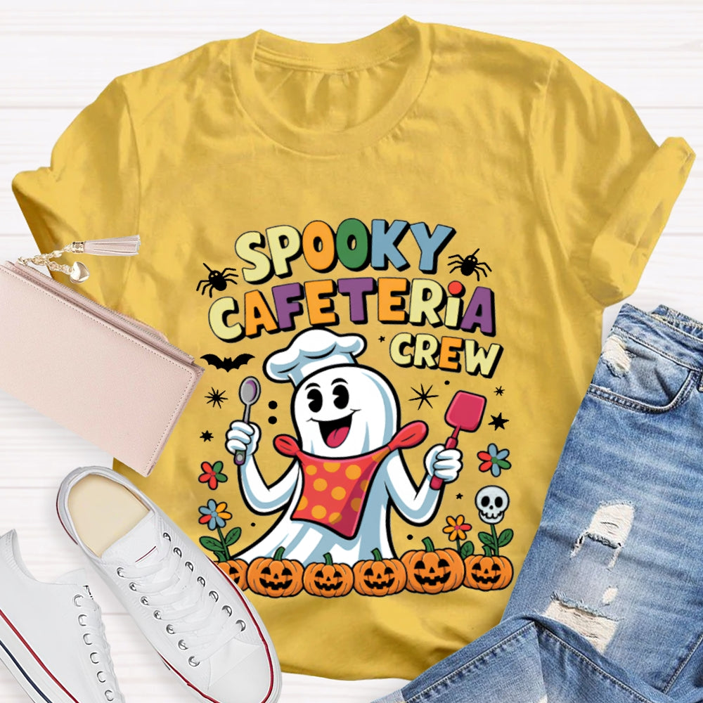 Spooky Cafeteria Crew Chef Ghost And Pumpkin T-shirt