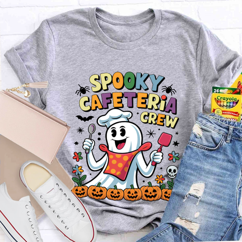 Spooky Cafeteria Crew Chef Ghost And Pumpkin T-shirt