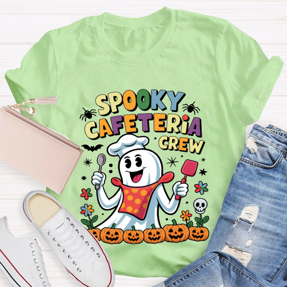 Spooky Cafeteria Crew Chef Ghost And Pumpkin T-shirt