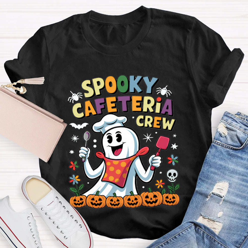 Spooky Cafeteria Crew Chef Ghost And Pumpkin T-shirt