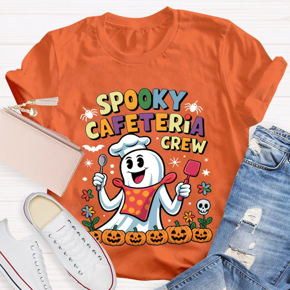 Spooky Cafeteria Crew Chef Ghost And Pumpkin T-shirt