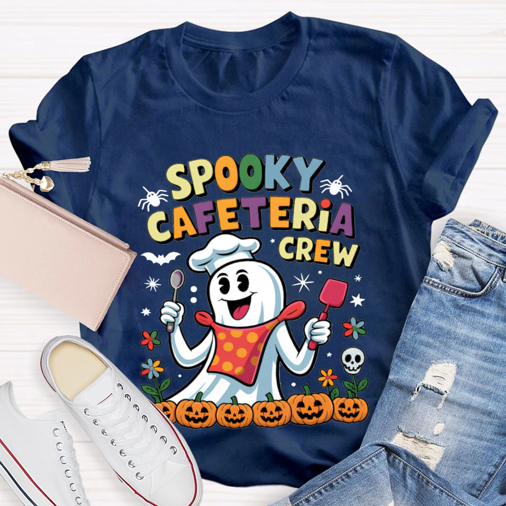 Spooky Cafeteria Crew Chef Ghost And Pumpkin T-shirt