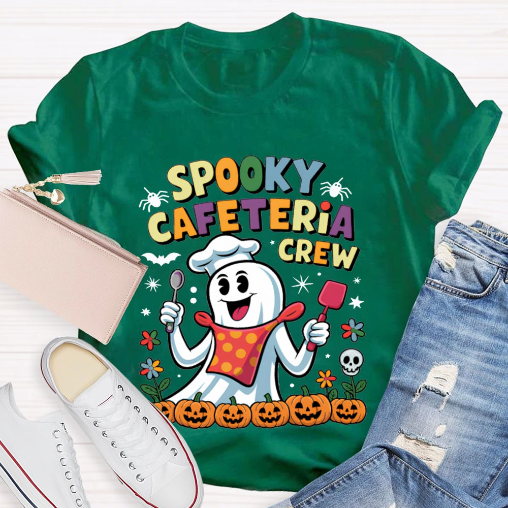 Spooky Cafeteria Crew Chef Ghost And Pumpkin T-shirt