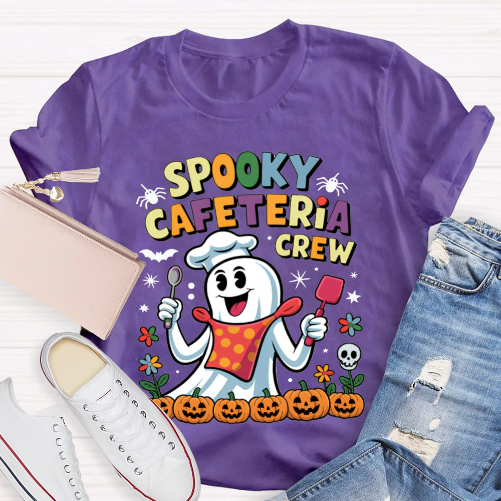 Spooky Cafeteria Crew Chef Ghost And Pumpkin T-shirt