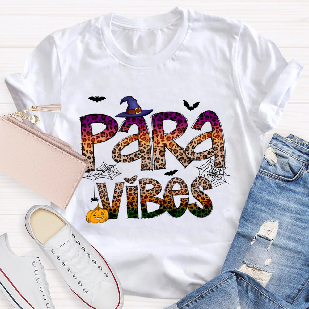Para Vibes Horror Leopard Print Font And Pumpkin Halloween T-shirt