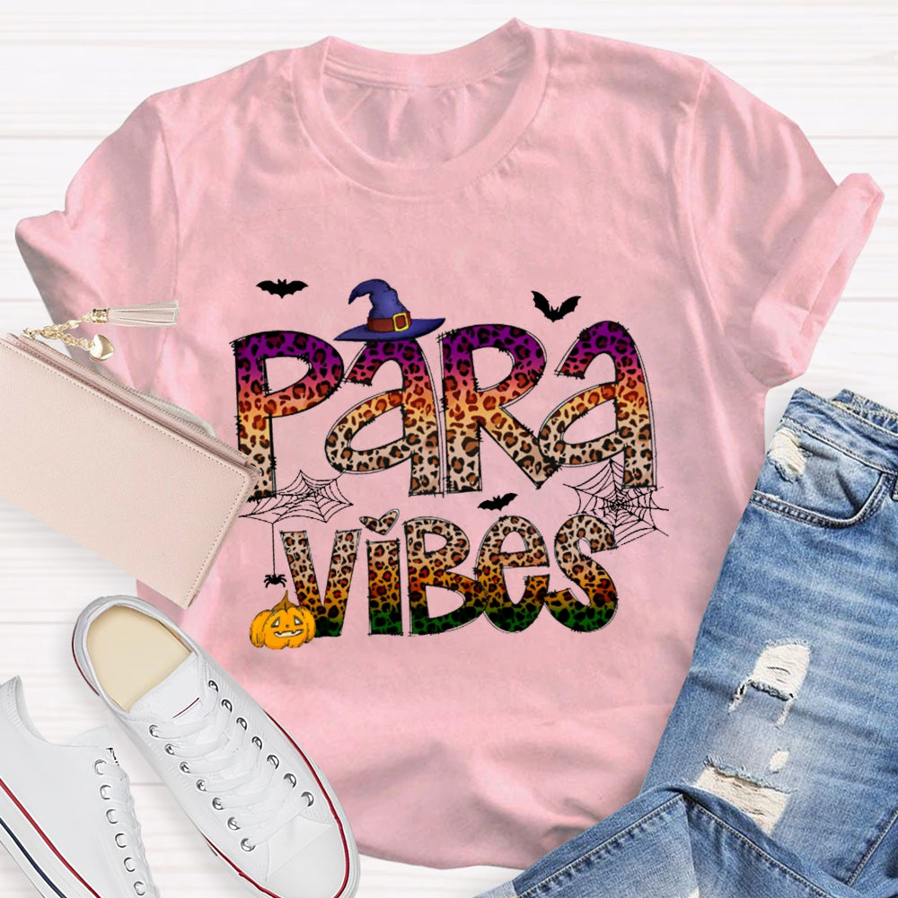 Para Vibes Horror Leopard Print Font And Pumpkin Halloween T-shirt
