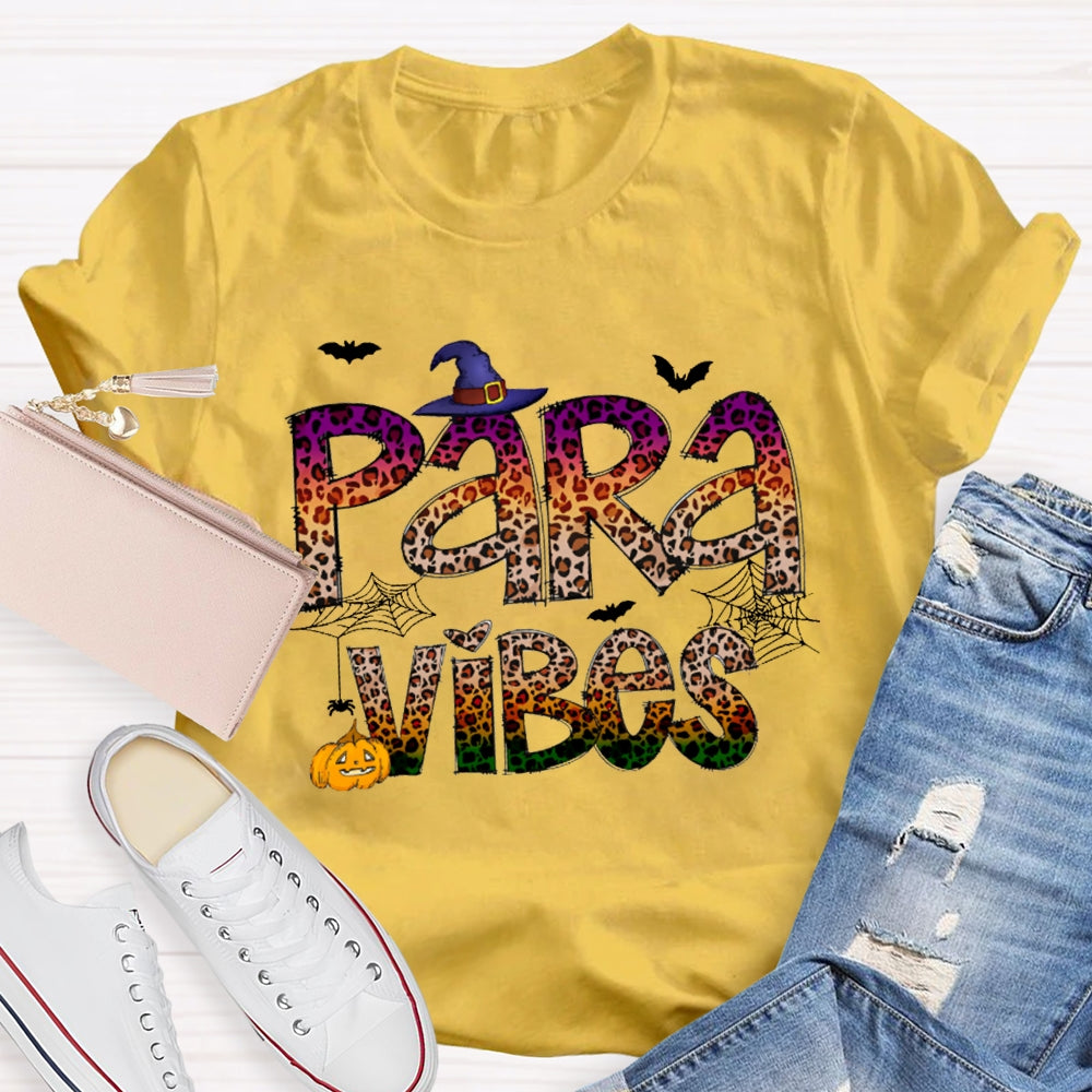 Para Vibes Horror Leopard Print Font And Pumpkin Halloween T-shirt