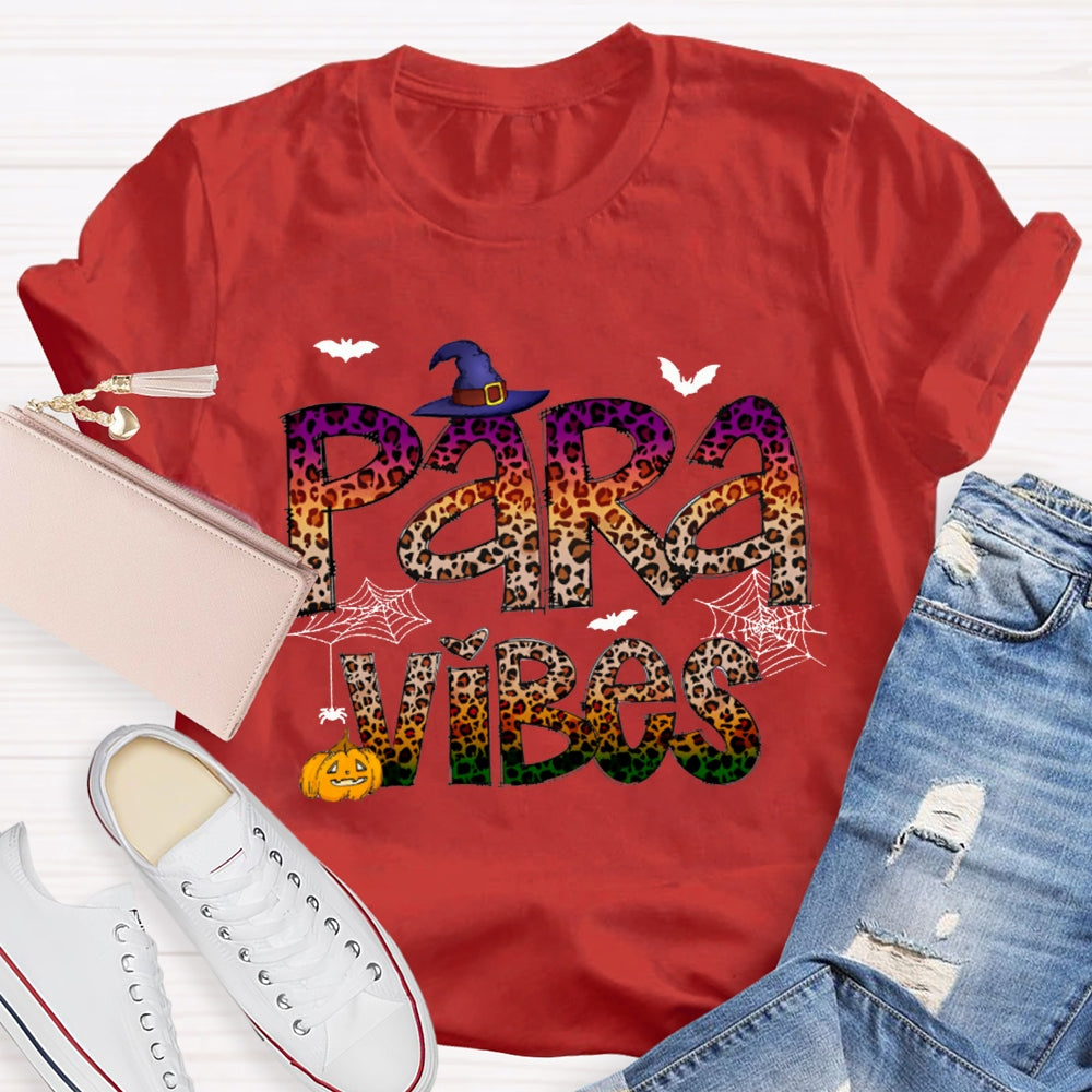 Para Vibes Horror Leopard Print Font And Pumpkin Halloween T-shirt