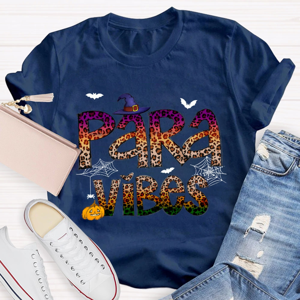 Para Vibes Horror Leopard Print Font And Pumpkin Halloween T-shirt