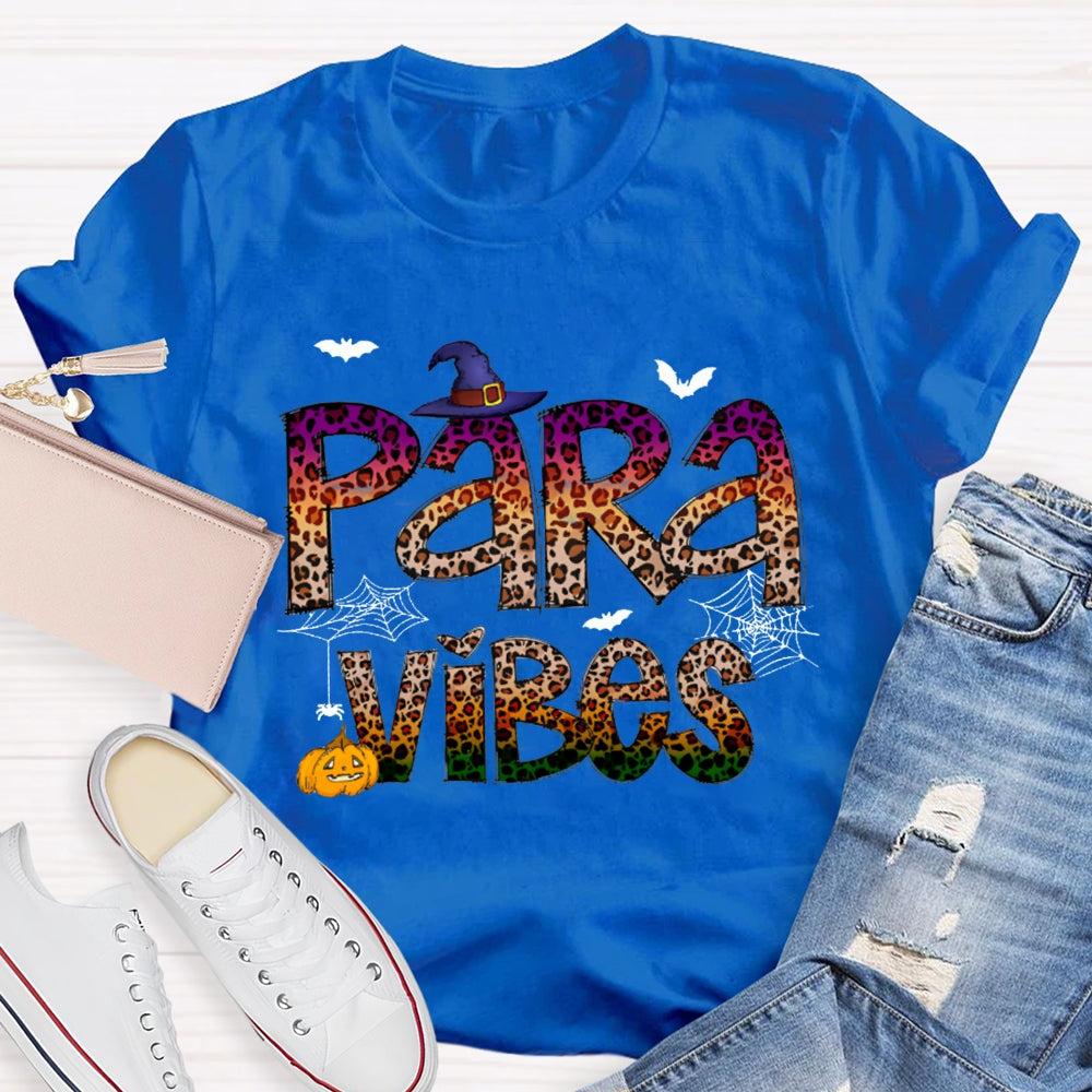 Para Vibes Horror Leopard Print Font And Pumpkin Halloween T-shirt