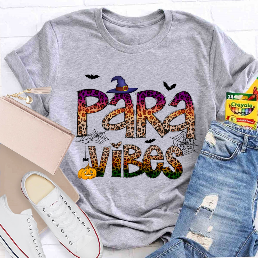 Para Vibes Horror Leopard Print Font And Pumpkin Halloween T-shirt