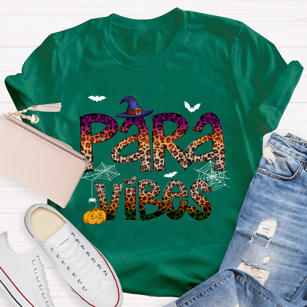 Para Vibes Horror Leopard Print Font And Pumpkin Halloween T-shirt