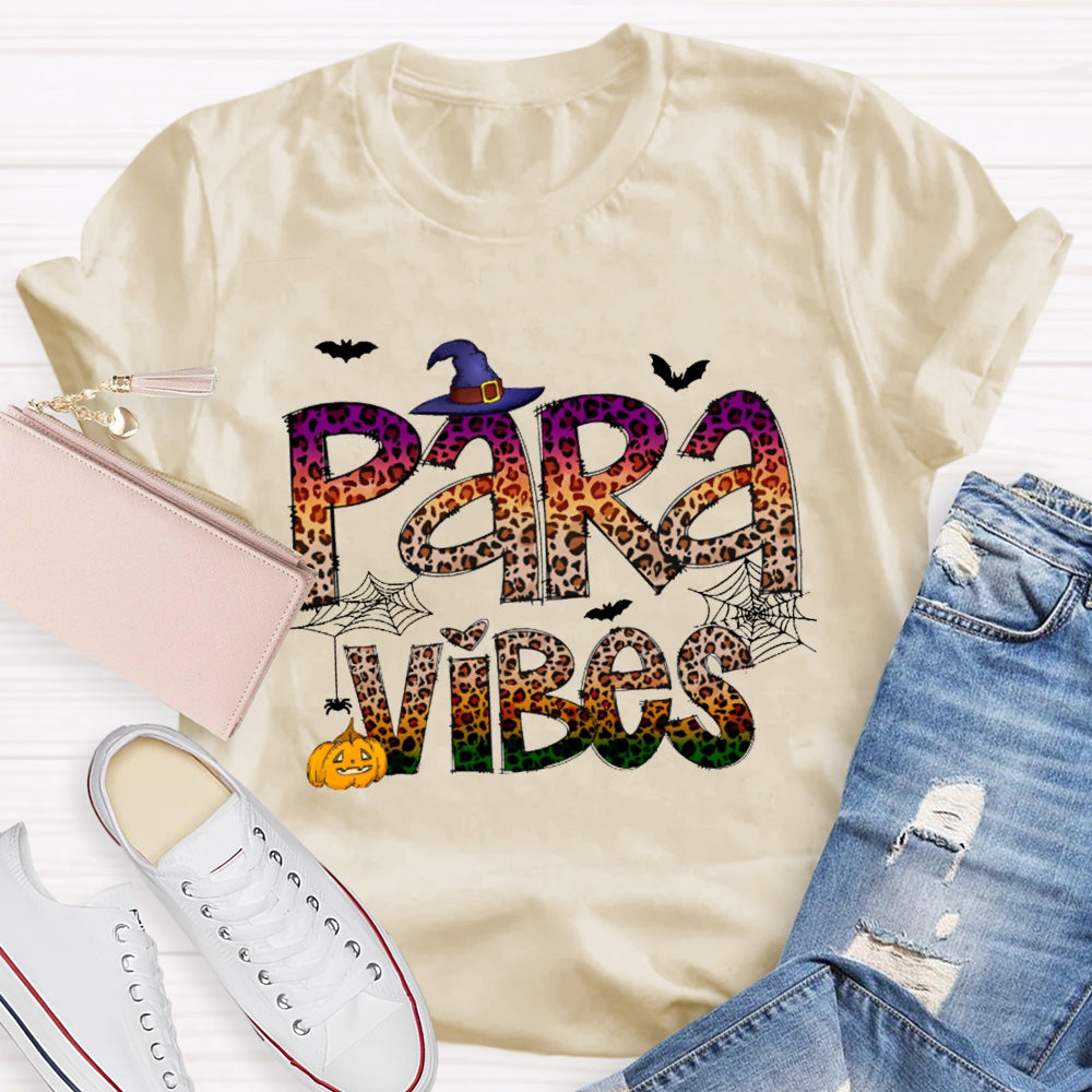 Para Vibes Horror Leopard Print Font And Pumpkin Halloween T-shirt
