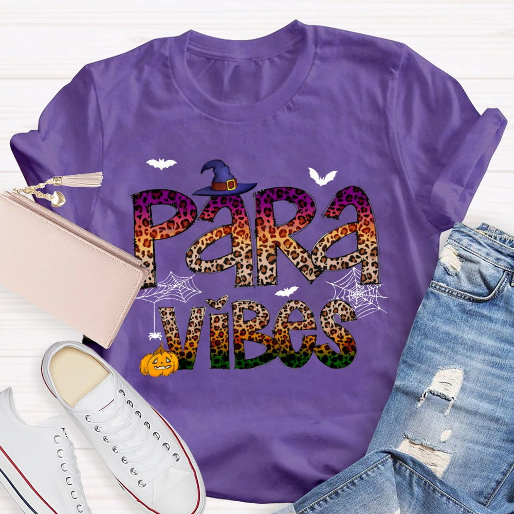 Para Vibes Horror Leopard Print Font And Pumpkin Halloween T-shirt