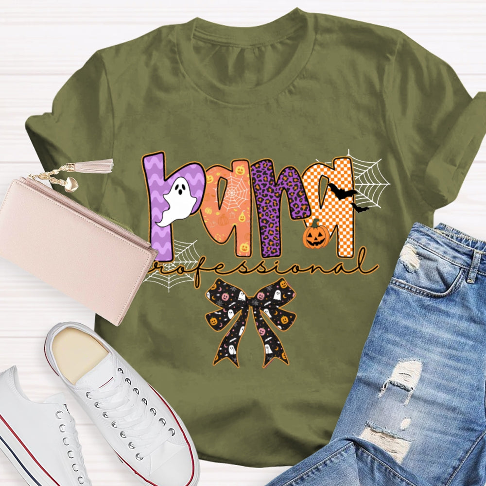 Para Professional Horror Atmosphere Font Bow Halloween T-shirt