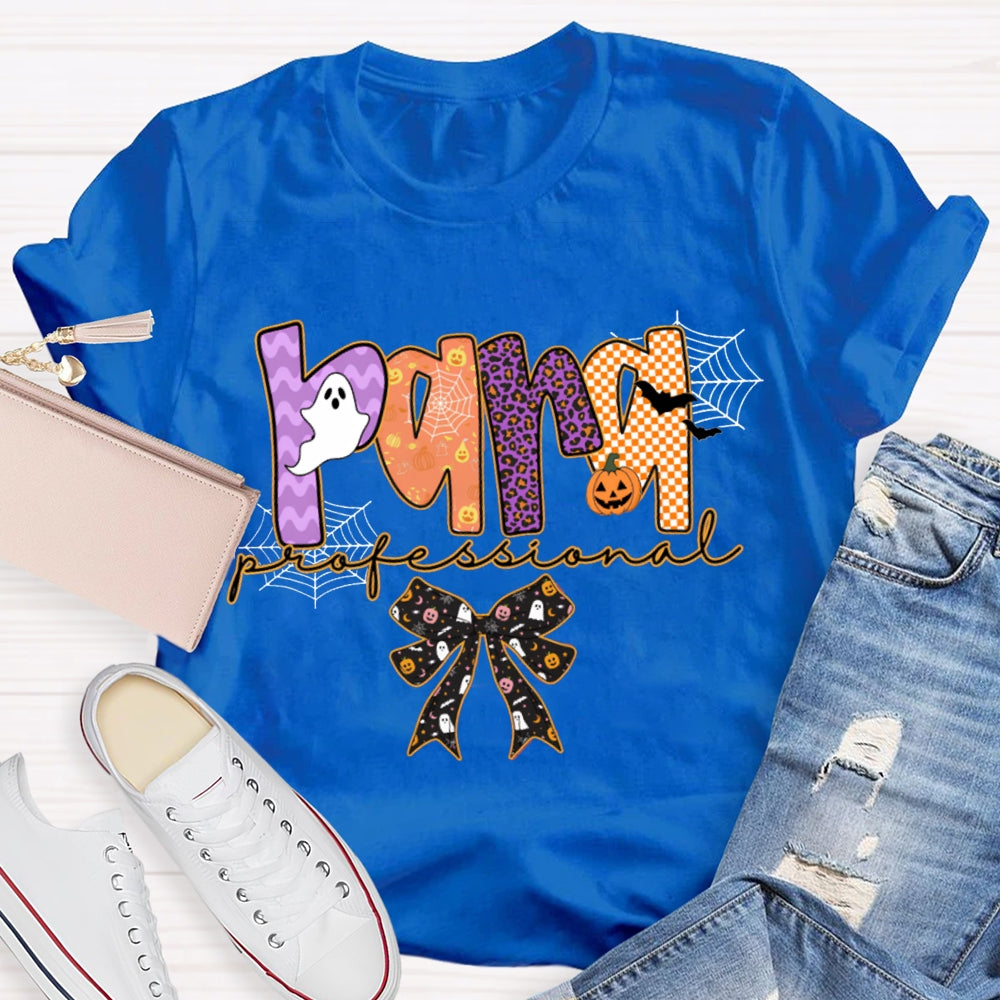 Para Professional Horror Atmosphere Font Bow Halloween T-shirt