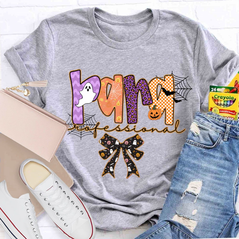 Para Professional Horror Atmosphere Font Bow Halloween T-shirt