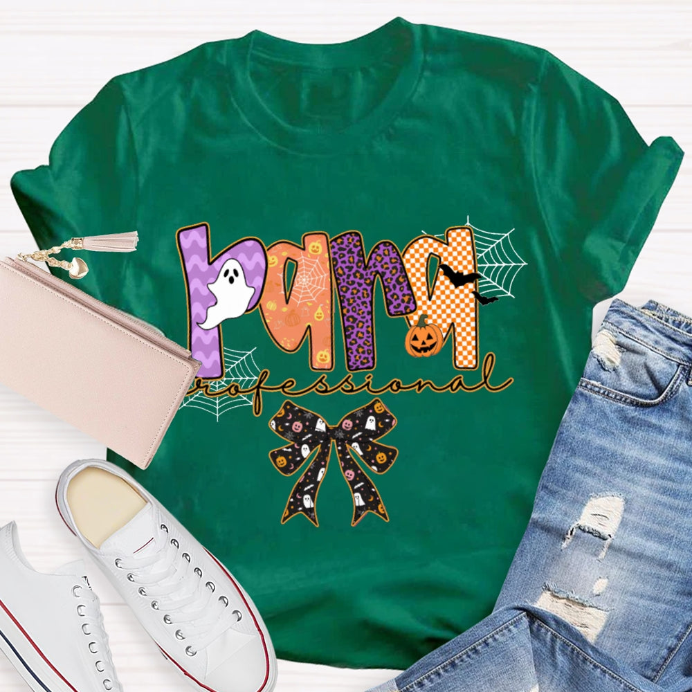 Para Professional Horror Atmosphere Font Bow Halloween T-shirt