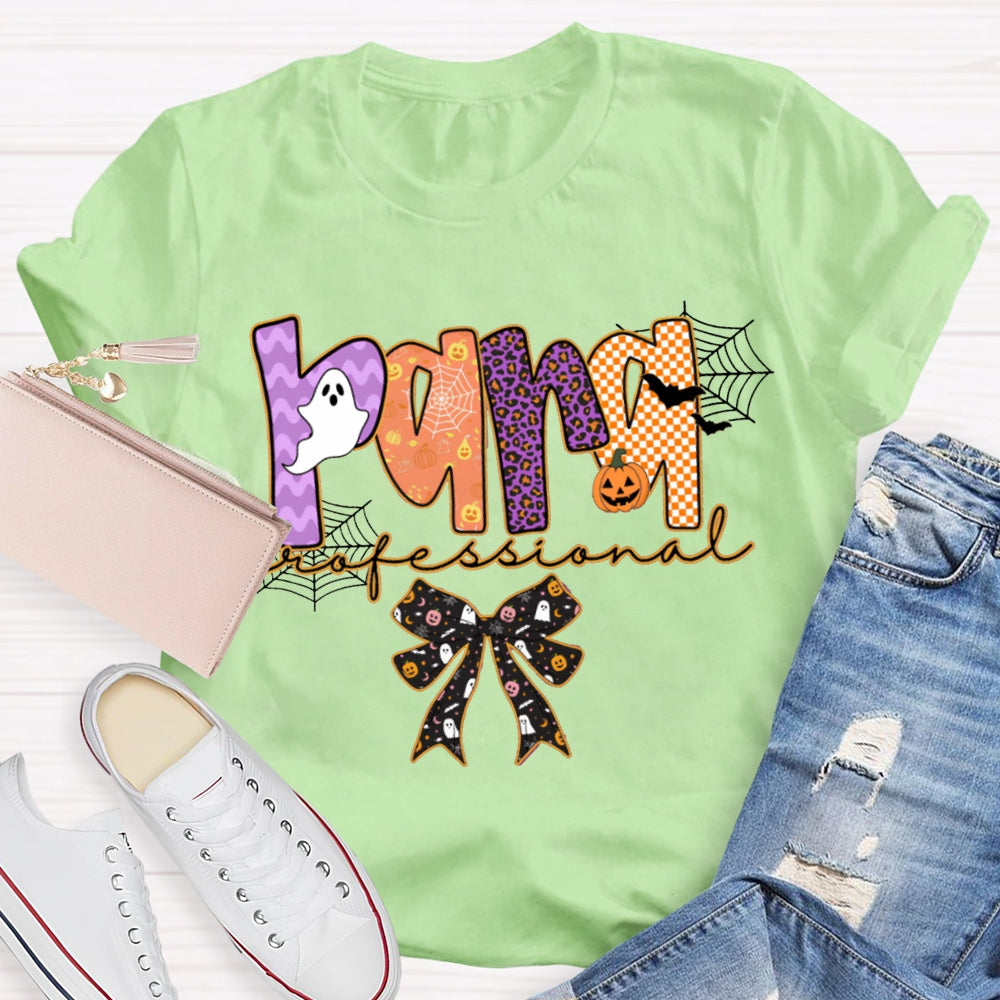 Para Professional Horror Atmosphere Font Bow Halloween T-shirt