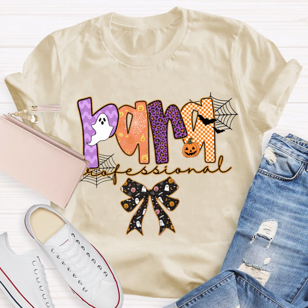 Para Professional Horror Atmosphere Font Bow Halloween T-shirt