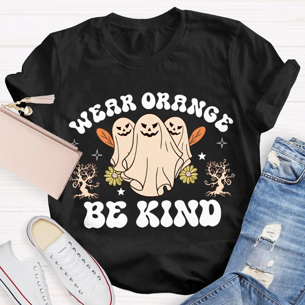 Wear Orange Be Kind Three Ghosts Halloween T-shirt