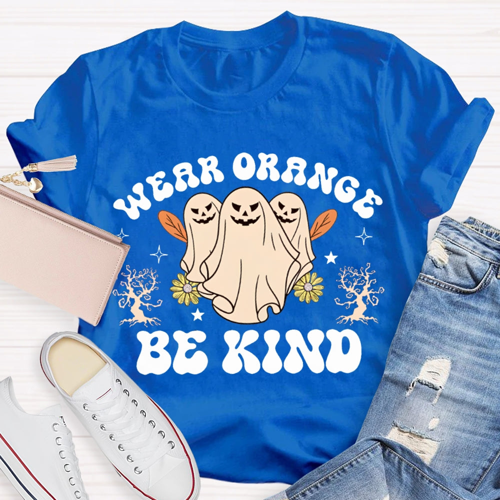 Wear Orange Be Kind Three Ghosts Halloween T-shirt