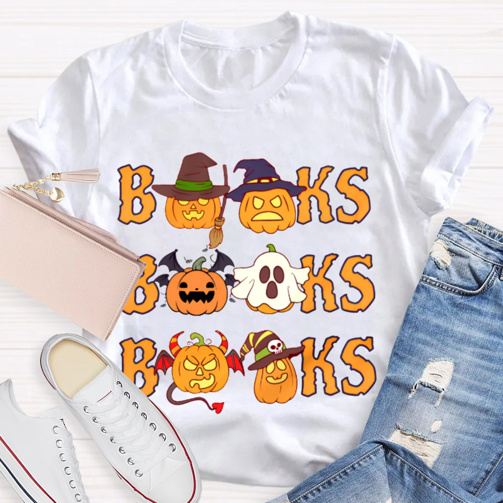 Books Orange Font And Pumpkin Halloween T-shirt