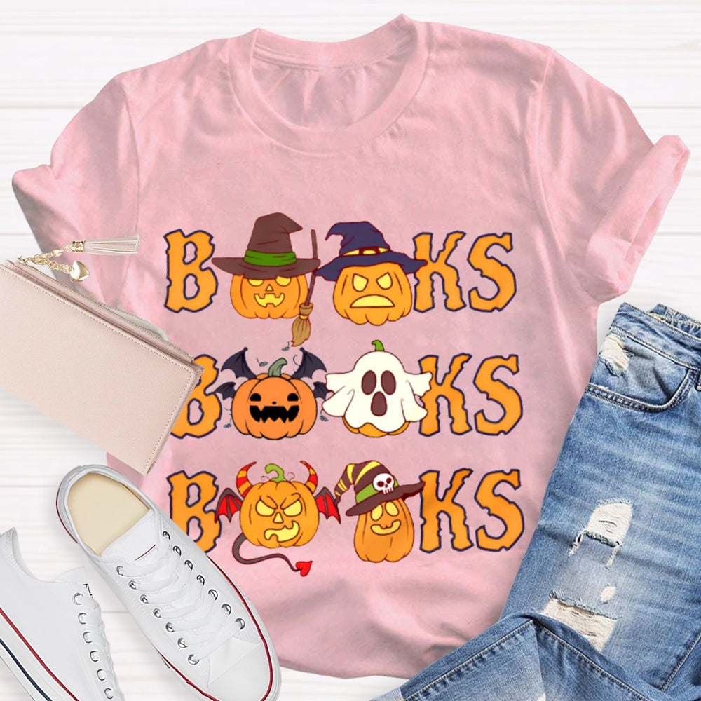 Books Orange Font And Pumpkin Halloween T-shirt