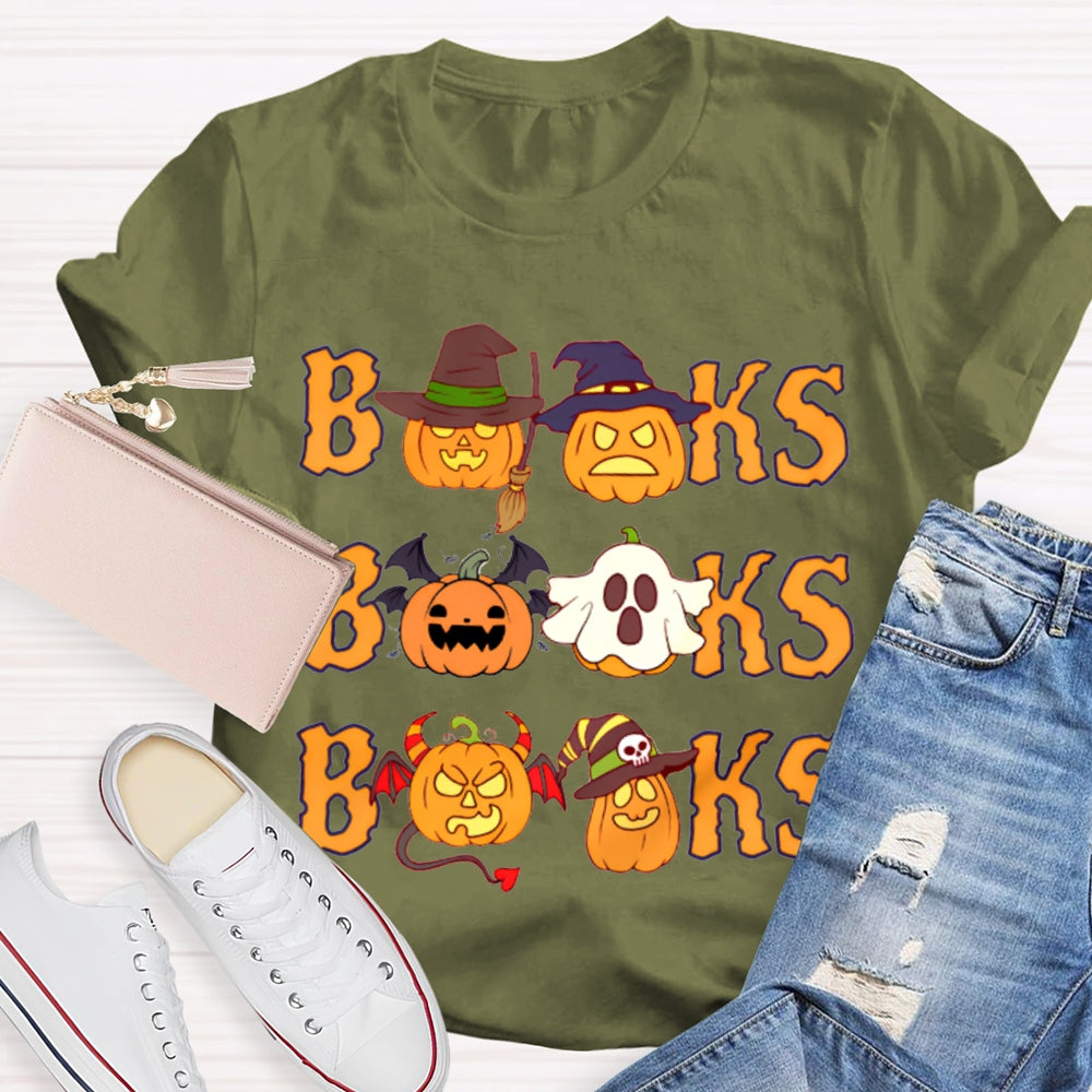 Books Orange Font And Pumpkin Halloween T-shirt