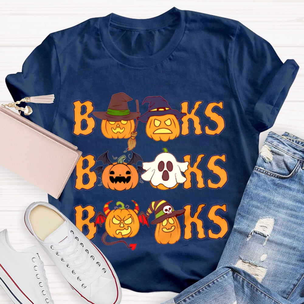 Books Orange Font And Pumpkin Halloween T-shirt
