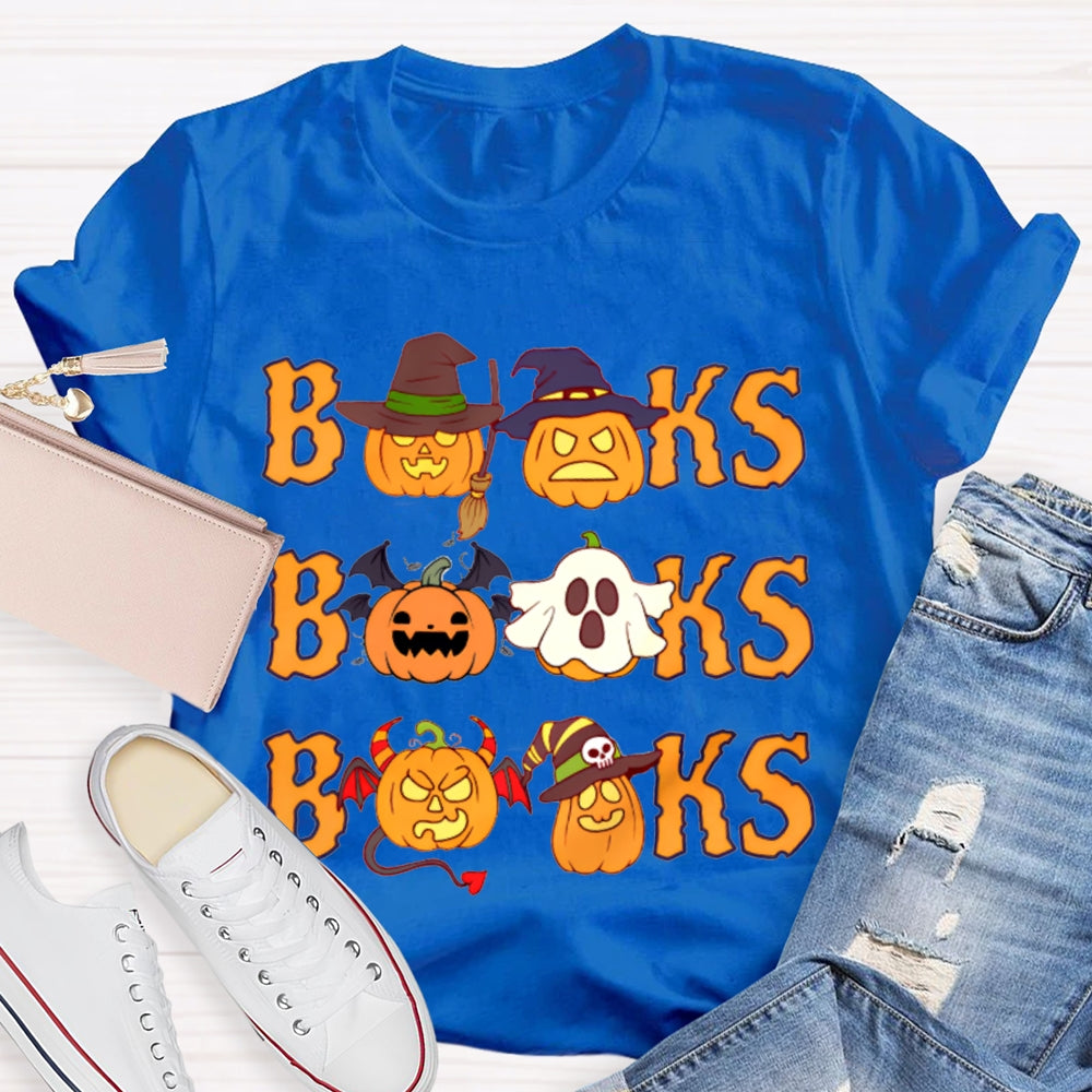 Books Orange Font And Pumpkin Halloween T-shirt
