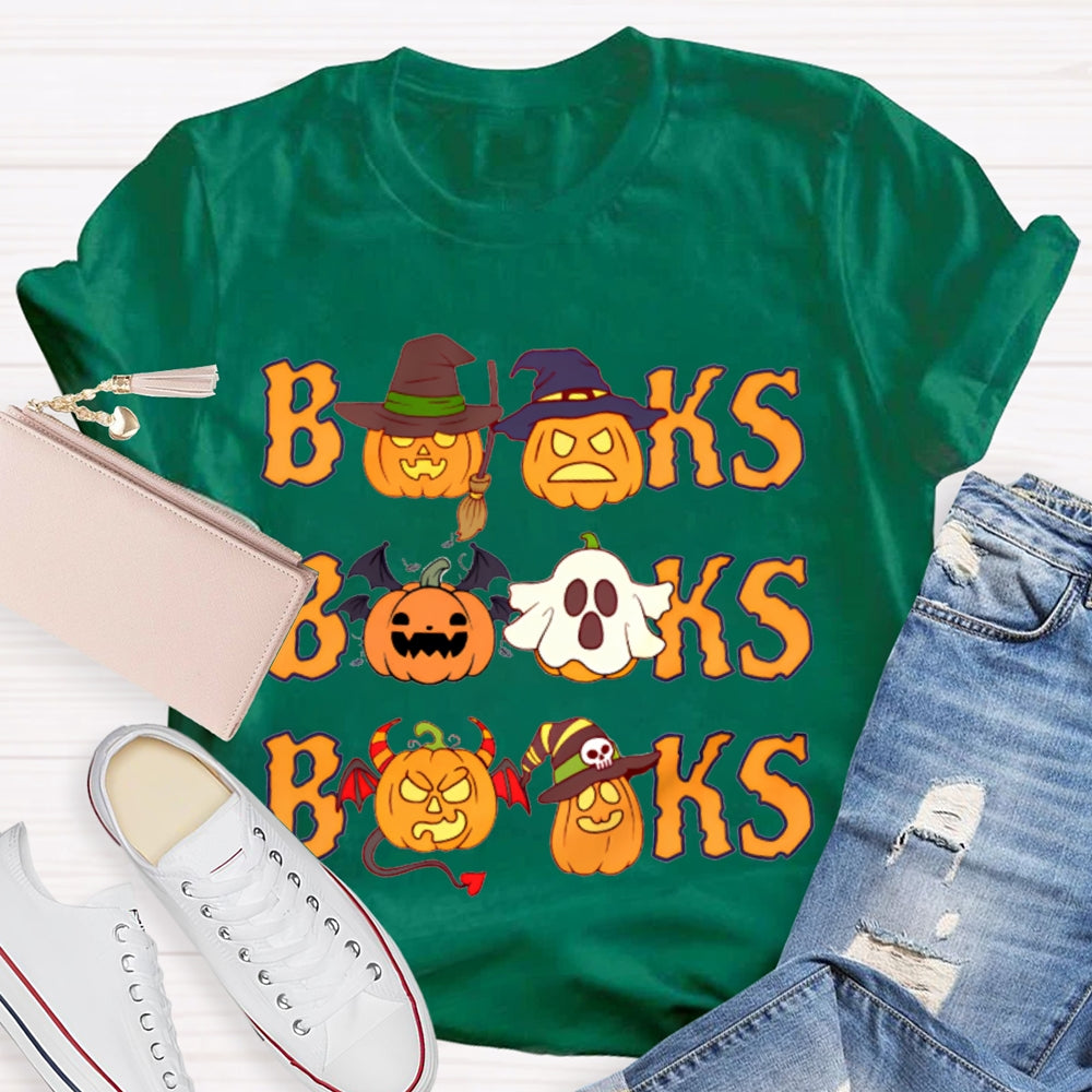 Books Orange Font And Pumpkin Halloween T-shirt
