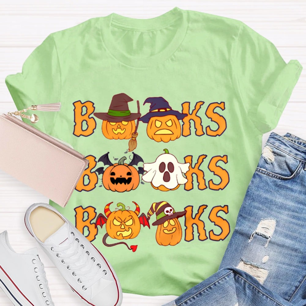 Books Orange Font And Pumpkin Halloween T-shirt