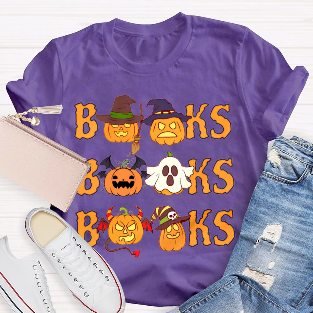Books Orange Font And Pumpkin Halloween T-shirt
