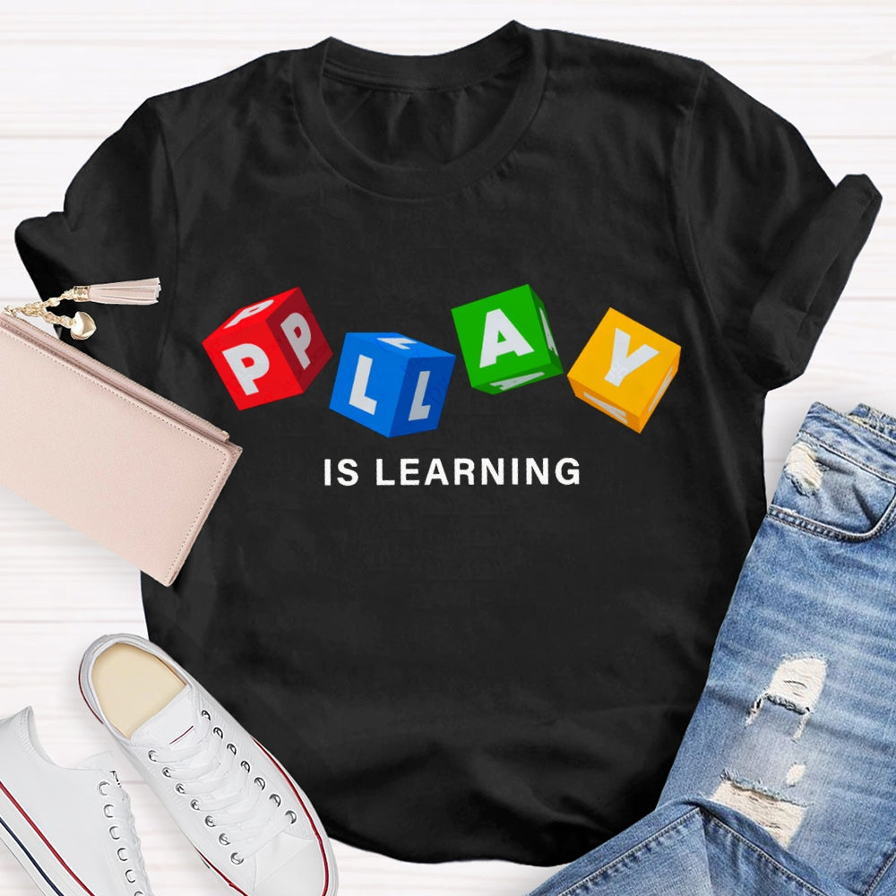 Play Is Learning Colorful Small Squares T-shirt