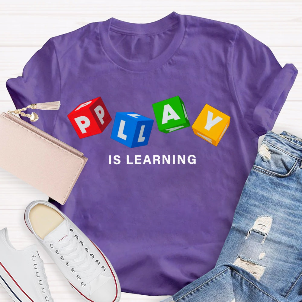 Play Is Learning Colorful Small Squares T-shirt