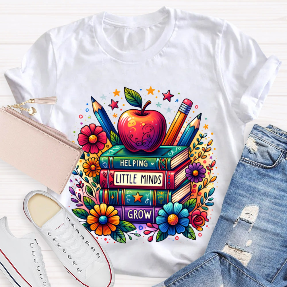Helping Little Minds Grow Books Colorful Stamens And Apples T-shirt