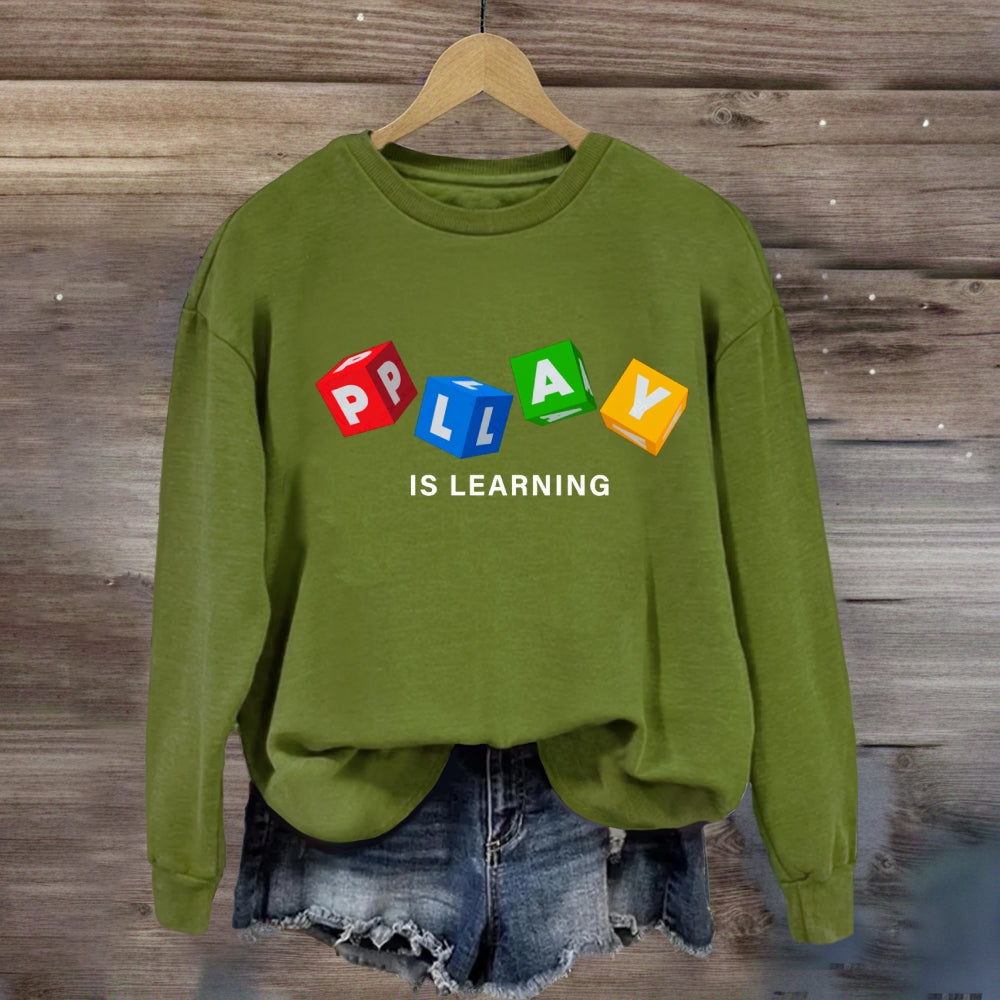 Play Is Learning Colorful Small Squares Sweatshirt