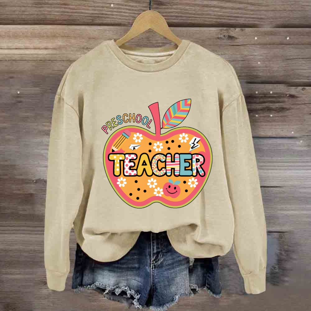 Personalized Grade Apple Graphic Sweatshirt