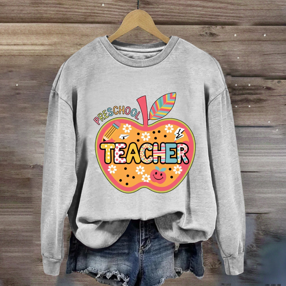 Personalized Grade Apple Graphic Sweatshirt
