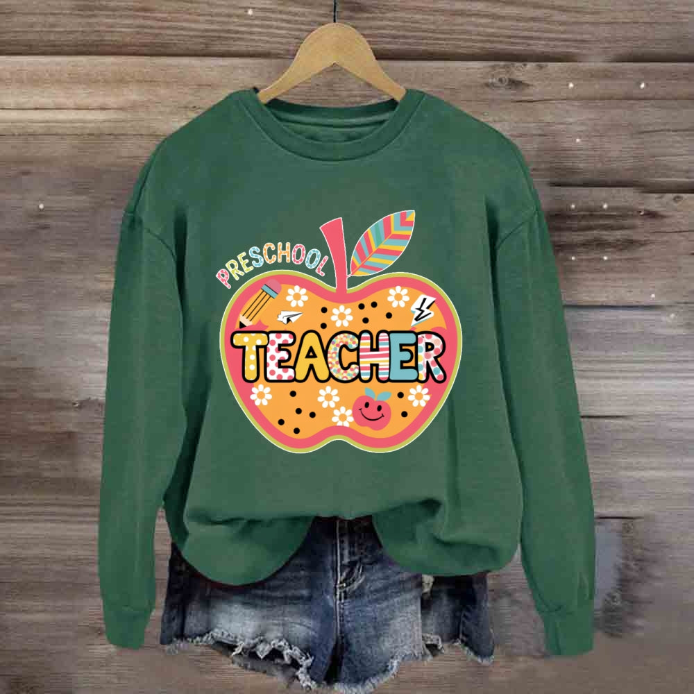 Personalized Grade Apple Graphic Sweatshirt